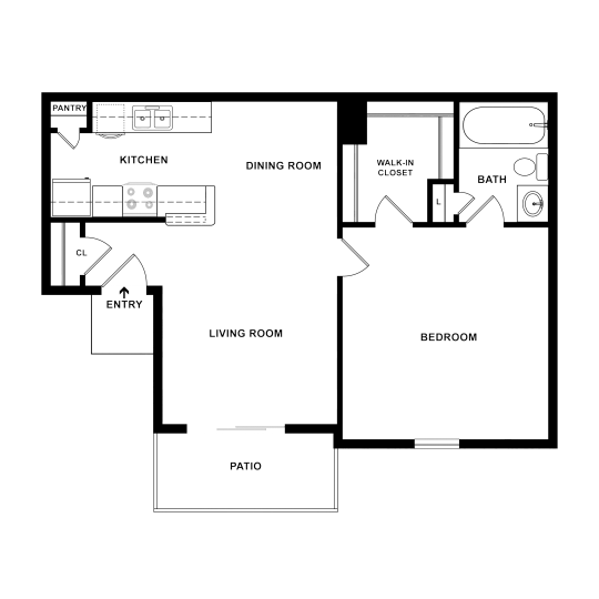 floor plan for a two bedroom apartment at The Del Sol